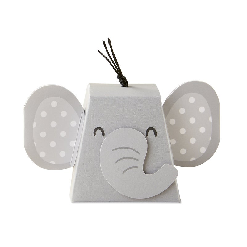 Kate Aspen Adorable Elephant Favor Box (Set of 12), One Size, Grey & Black - Image 1